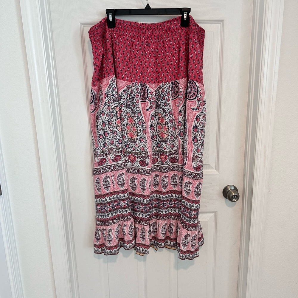 Liz Claiborne Pink Paisley Tiered Maxi Skirt Size XL